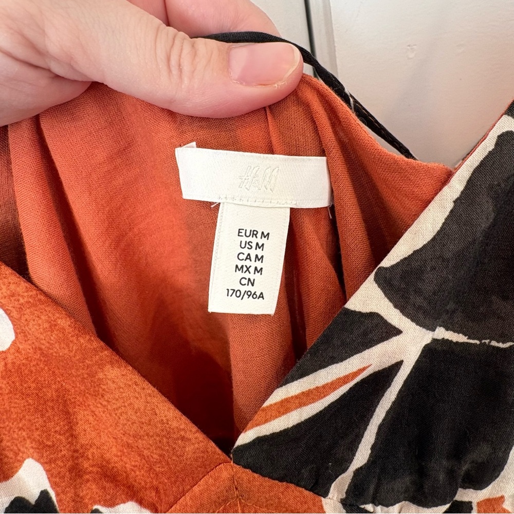 H&M Orange & Black Spaghetti Strap Long Dress - M - Picture 6 of 16